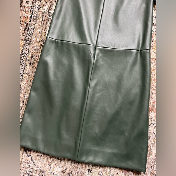 Ann Taylor Petite Green Leather Mini Dress with Pockets - Picture 7 of 16